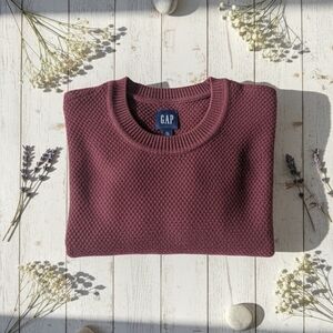 GAP Men's Maroon Waffle Knit Pullover Sweater Crew Neck Solid